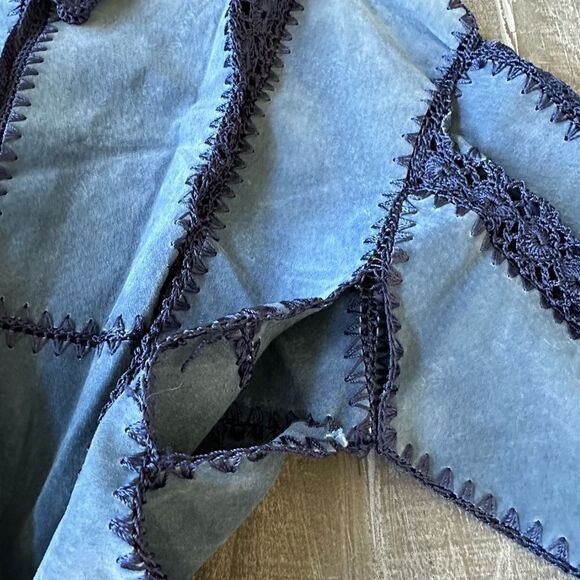 Retro Vintage Suede Leather Mesh Lace Patchwork Jacket S - Picture 8 of 8